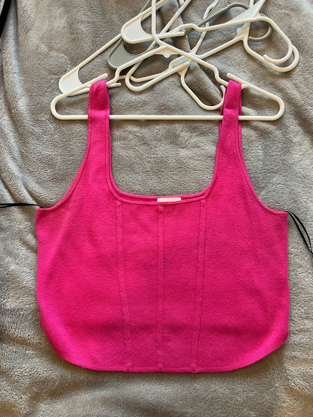 H&M Bright Fuchsia Cropped Knit Tank Top